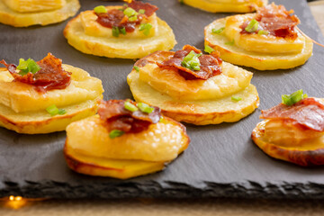 Potato Patty Appetizer with Brie, Cranberry Jam, and Bacon – Holiday Finger Food