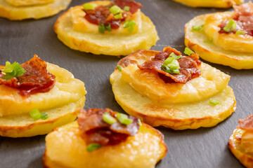 Potato Patty Appetizer with Brie, Cranberry Jam, and Bacon – Holiday Finger Food