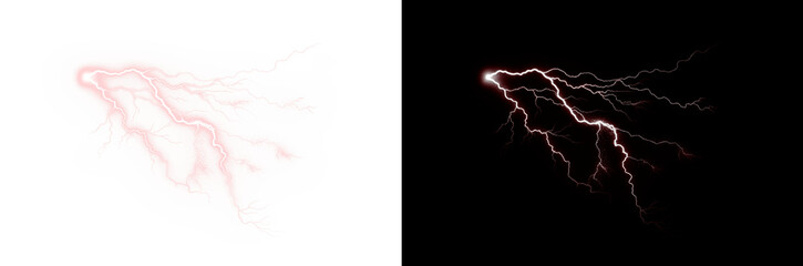 Red Lightning PNG with Transparent Overlay Effect on transparent background