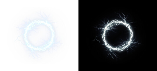 Dynamic PNG of Electric Blue Lightning Overlay on Transparent Background