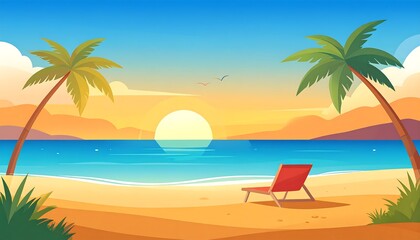 Tropical beach sunrise scene