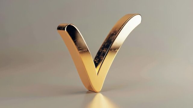 Video A gold v-shaped object sits on a table, great for commercial or editorial use