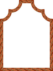 Draped Arch window door brick brickwork brown border picture frame vintage retro antique handcraft framework architecture decorative element isolated background 