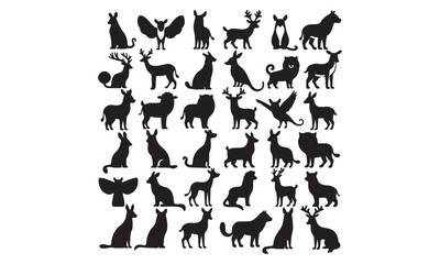 Fototapeta premium Cute Woodland Animal Silhouettes Collection