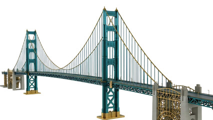 Fototapeta premium Illuminated suspension bridge at night on transport background