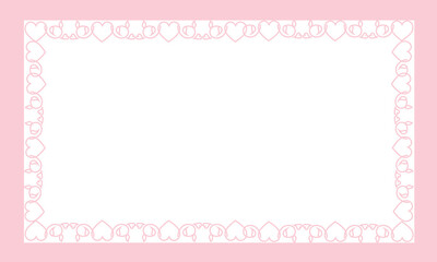 Valentine's Day Card Frame with Cute Pink Heart Border for Romantic Message and Sweet Greeting Design