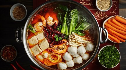 Guochao Style Sichuan Spicy Hot Pot,Guochao Gourmet Photography Material,2025 Guochao Food Trend,Guochao F&B Brand Marketing/Guochao Food E-commerce Business Scenario