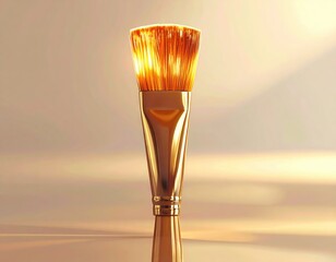 Golden paintbrush shines, bathed in soft, warm light