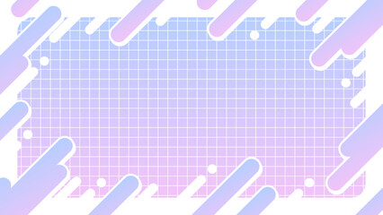 薄紫色のグリッド背景のポップな角丸斜めラインのフレーム　16：9
