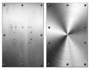 Metal plates one brushed, one radial, rivets at edge