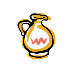 Hand-drawn jug icon in a minimal ink-and-color style, created for branding, packaging, editorial layouts, cozy scenes and modern graphic design.