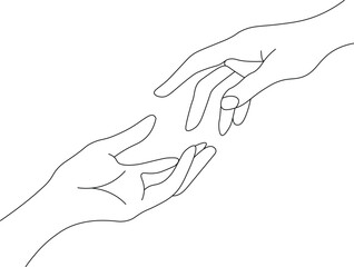 A drawing of hands connecting vector