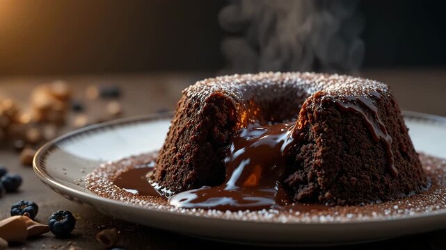 A slice of chocolate cake with coffee on a white plate