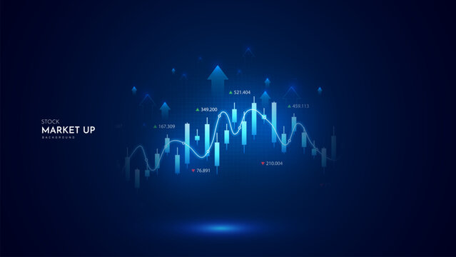 Business candle stick graph chart of stock market investment trading, Bullish point, Bearish point. trend of graph vector design. Stock growth graph background, financial technology.
