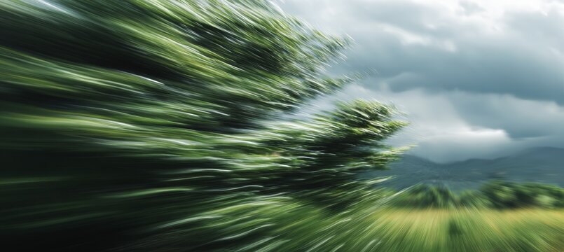 Blurred nature wind speed motion. Generative AI technology.	
