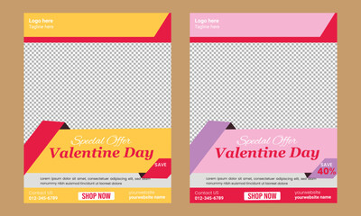 Valentine's Day Sale Flyer or Poster Template Design