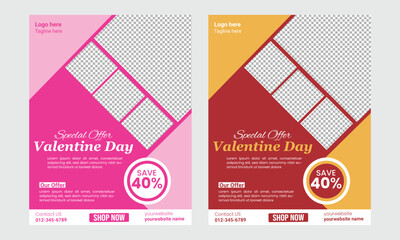 Valentine's Day Sale Flyer or Poster Template Design
