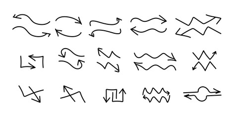 Hand-Drawn Arrow Icon Set – Sketchy Marker Style