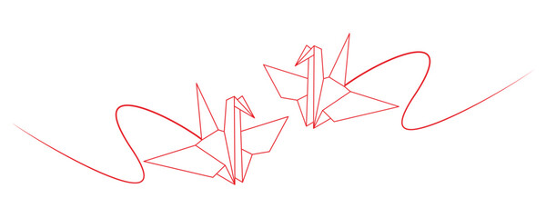 origami paper crane line art style illustration 2.eps