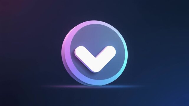 3D Down Arrow Icon with Neon Glow on Dark Background direction symbol