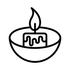 candle line icon in glass bowl, vector illustration, eps10.