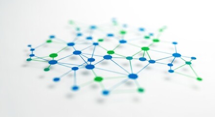 A network of interconnected dots and lines on a white background.