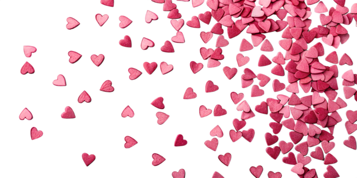 Scattered pink hearts confetti for banners, posters and Valentine’s greetings. - Powered by Adobe