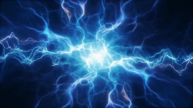 Intense Blue Energy Explosion with Luminous Plasma and Dark Background abstract electric