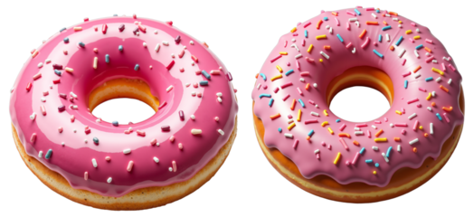 Pink Glazed Donuts – Colorful Sprinkled Pastries for Bakery Menus and Dessert Graphic Design