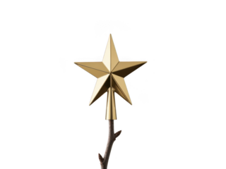 Gleaming golden star christmas tree topper festive holiday decoration ornament shiny transparent background