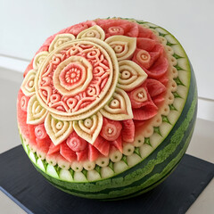 the watermelon fruit carved art of Thailand