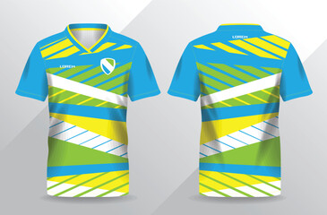abstract blue green and yellow sport jersey for football and soccer shirt template