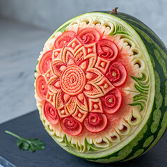 the watermelon fruit carved art of Thailand