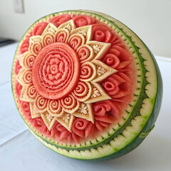 the watermelon fruit carved art of Thailand