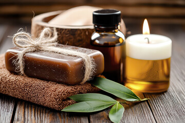 Natural soap, essential oil, candle, spa products, relaxation, wellness