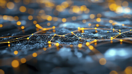 Predictive data analysis glowing network connections with bright nodes and intricate patterns, showcasing technology