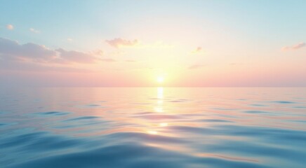 Fototapeta premium View of a calm ocean with a bright sun in the sky