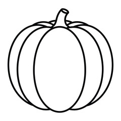 Pumpkin vegetable outline icon. Simple linear vector of autumn squash for Halloween design, Thanksgiving harvest, and farm logo.