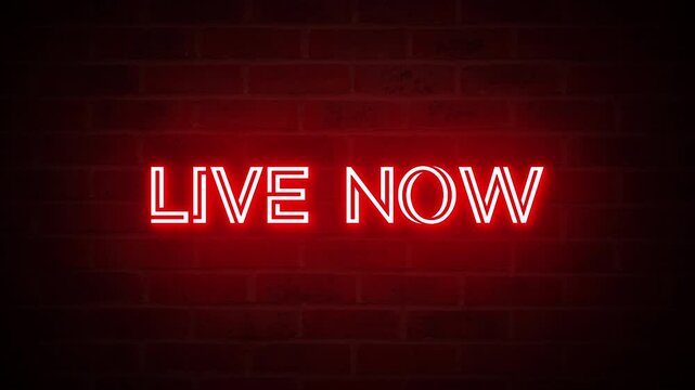 red neon video animation live now text. High-quality 4K Video