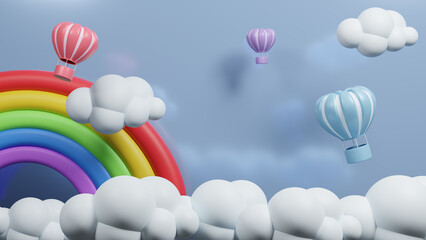 Happy International Children's Day design with balloon. Kid promotion for toy store discount or child care product. Template for poster, Banner, Flyer, Greeting card, Post. 3d rendering illustration