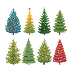Obraz premium Christmas, Tree, Pine, Fir, Conifer, Realistic, Natural, Undecorated, Green, Isolated, White Background, Cutout, Set, Bundle, Collection, Variety, Stock, Image, Photo, Composite, Layer, Graphic, Desig