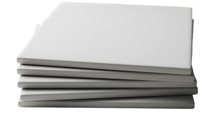 Stack of blank notebooks mockup on white surface isolated on transparent background
