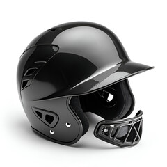 Fototapeta premium one black baseball helmet on white background space