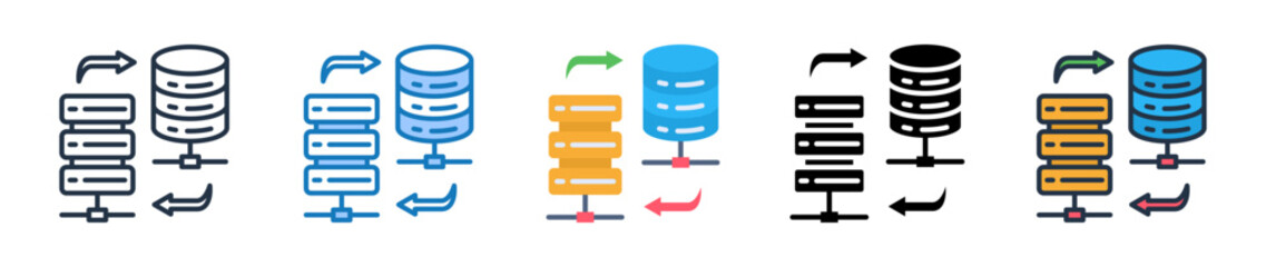 Data Transfer multiple style icons set design vector illustration. 