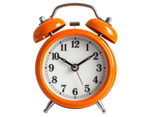 Orange alarm clock isolated on transparent background, png file, no background png fi