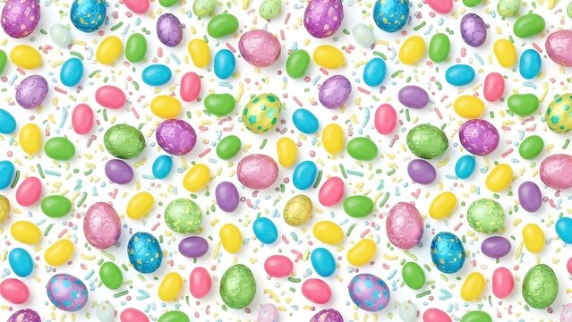 Colorful Easter Egg and Candy Seamless Background vector background