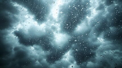 Dark clouds gather overhead as rain begins to fall during a stormy afternoon in an urban location