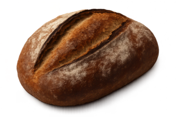 Delicious sourdough loaf with a crispy crust, perfect on a transparent background.