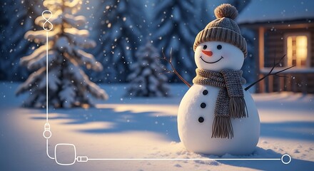 Fototapeta premium Snowmans Winter Wonderland - A Festive Scene of Joy and Serenity.