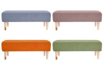 stylish sofa with wooden legs in retro style, isolated on a white background